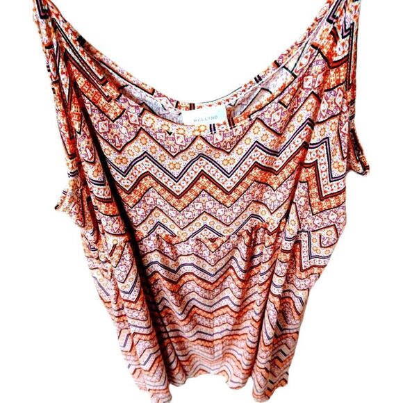 BELLINO Plus Size USA Women's Multi Color Chevron Sleeveless midi Dress - Picture 5 of 11